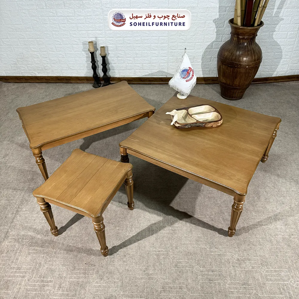 میز جلو مبلی و بغل مبلی مربع و مستطیل چوبی سهیل مدل الیکا