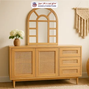 آینه کنسول حصیری چوبی مدرن مدل 143 سهیل(روکش طبیعی چوب بلوط) - رنگ: خودرنگ, رنگ سفارشی مشتری(داخل توضیحات سفارش رنگ دلخواهتون نوشته شود) - ارسال فوری به سراسر کشور از تهران