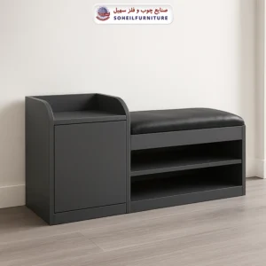 جاکفشی نشیمن دار تمام ام دی اف MDF با روکش سهیل (سه رنگ) - رنگ: صورتی, طوسی, کرم, یشمی - نوع روکش صفحه: ام دی اف - جنس اسکلت داخلی (کلاف): ام دی اف (MDF) - ارسال فوری به سراسر کشور از تهران