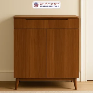 جاکفشی چوب و MDF کشو دار مدل 124 سهیل (روکش ضدآب و ضدخش وکیوم) - رنگ: فندقی, ونگه - نوع روکش صفحه: وکیوم - جنس اسکلت داخلی (کلاف): ام دی اف (MDF) - ارسال فوری به سراسر کشور از تهران