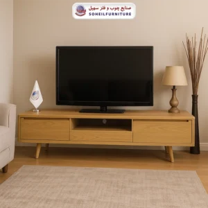 میز تلویزیون 124 جدید سهیل (روکش ضد آب و ضد خش وکیوم) - رنگ: خودرنگ, فندقی - طول: 160 سانتی متر, 180 سانتی متر - نوع روکش صفحه: وکیوم - جنس اسکلت داخلی (کلاف): ام دی اف (MDF), چوب راش گرجستان - ارسال فوری به سراسر کشور از تهران