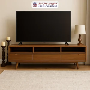 میز تلویزیون 124 سهیل (روکش ضد آب و ضد خش وکیوم) - رنگ: آنتیک, سفید, فندقی, فندقی روشن, مشکی, ونگه - طول: 120 سانتی متر, 140 سانتی متر, 160 سانتی متر, 180 سانتی متر - نوع روکش صفحه: وکیوم - جنس اسکلت داخلی (کلاف): ام دی اف (MDF), چوب راش گرجستان - ارسال فوری به سراسر کشور از تهران