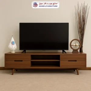 میز تلویزیون 132جدید سهیل (روکش ضد آب و ضد خش وکیوم) - رنگ: فندقی - طول: 160 سانتی متر, 180 سانتی متر - ارسال فوری به سراسر کشور از تهران