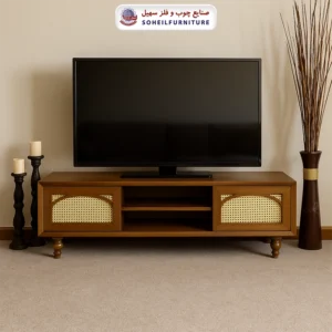 میز تلویزیون 134 سهیل (روکش طبیعی چوب بلوط) - رنگ: گردویی, رنگ سفارشی مشتری(داخل توضیحات سفارش رنگ دلخواهتون نوشته شود) - ارسال فوری به سراسر کشور از تهران