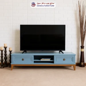میز تلویزیون 137 سهیل (روکش طبیعی چوب بلوط) - رنگ: آبی, طوسی, گردویی, مشکی, یشمی, رنگ سفارشی مشتری(داخل توضیحات سفارش رنگ دلخواهتون نوشته شود) - طول: 140 سانتی متر, 160 سانتی متر, 180 سانتی متر - نوع روکش صفحه: چوب بلوط - جنس اسکلت داخلی (کلاف): ام دی اف (MDF), چوب راش گرجستان - ارسال فوری به سراسر کشور از تهران