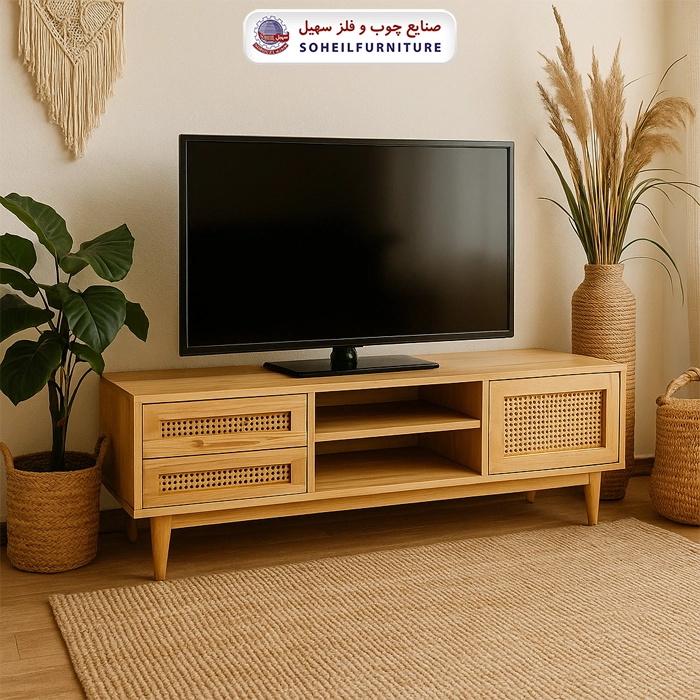 میز-تلویزیون-143-سهیل-روکش-طبیعی-چوب-بلوط