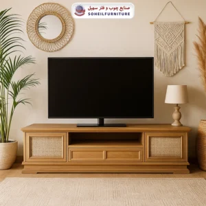 میز تلویزیون 142 سهیل (روکش طبیعی چوب بلوط) - رنگ: سفید, طوسی, عسلی, گردویی, نخودی, رنگ سفارشی مشتری(داخل توضیحات سفارش رنگ دلخواهتون نوشته شود) - طول: 160 سانتی متر, 180 سانتی متر - نوع روکش صفحه: چوب بلوط - جنس اسکلت داخلی (کلاف): ام دی اف (MDF), چوب راش گرجستان - ارسال فوری به سراسر کشور از تهران